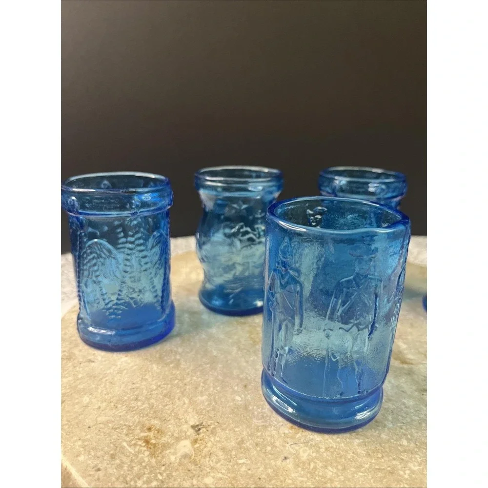 1976 Set Of 5 Bicentennial Wheaton 3.5 Ounce Juice Glasses